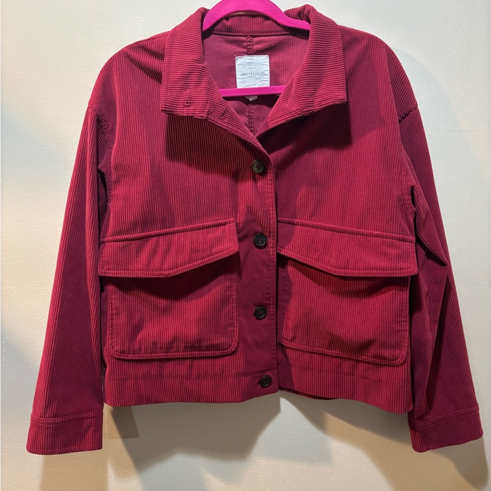 Avec Les Filles Dark Red Corduroy Utility Jacket